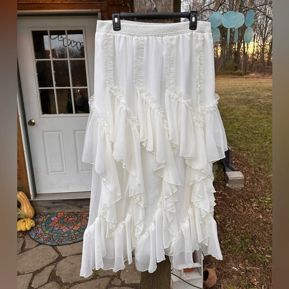 NWT ANTHROPOLOGIE KAVITA BHARTIA Ruffle Maxi Skirt - Picture 3 of 7